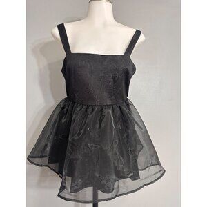 English Factory Black Sparkle Babydoll Empire Tulle & Organza NWT S